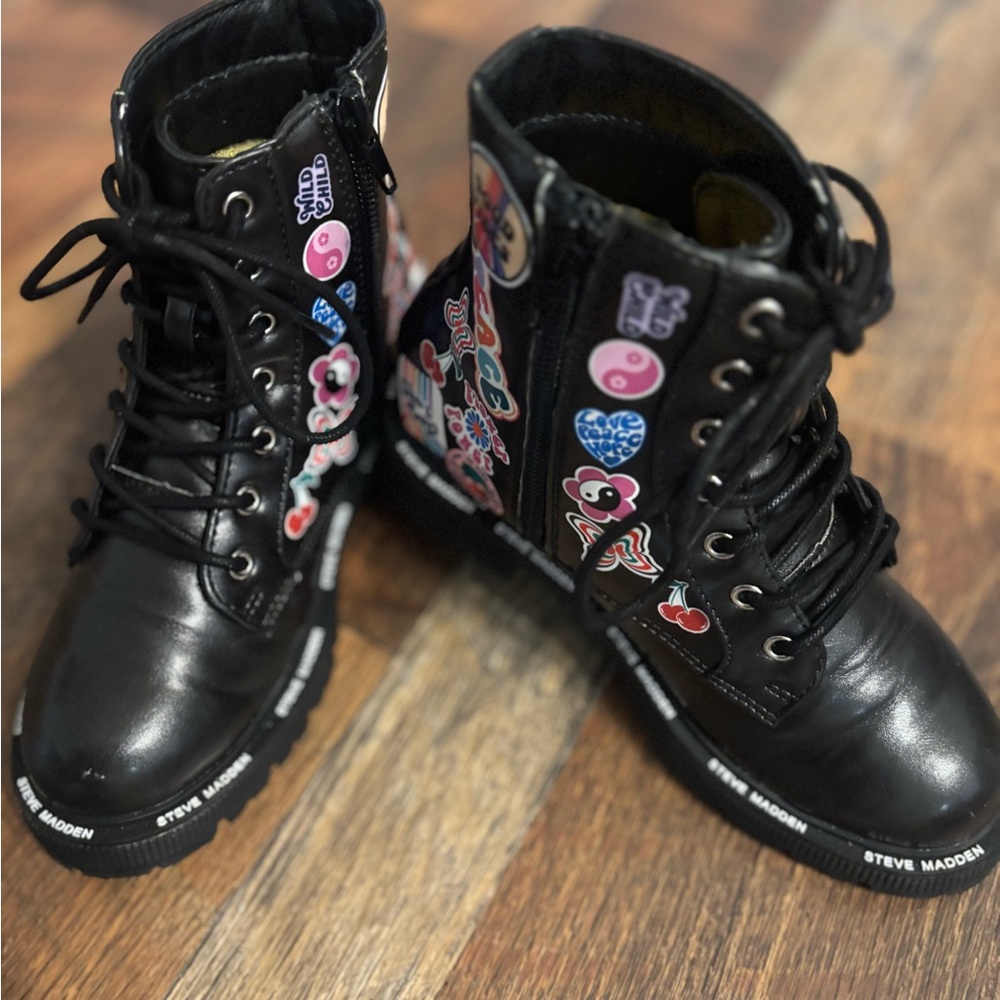 Steve Madden Black Combat Boots with Chunky Sole